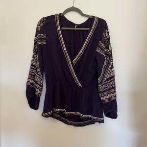 Free People Purple Stitch Up Your Heart Blouse Medium